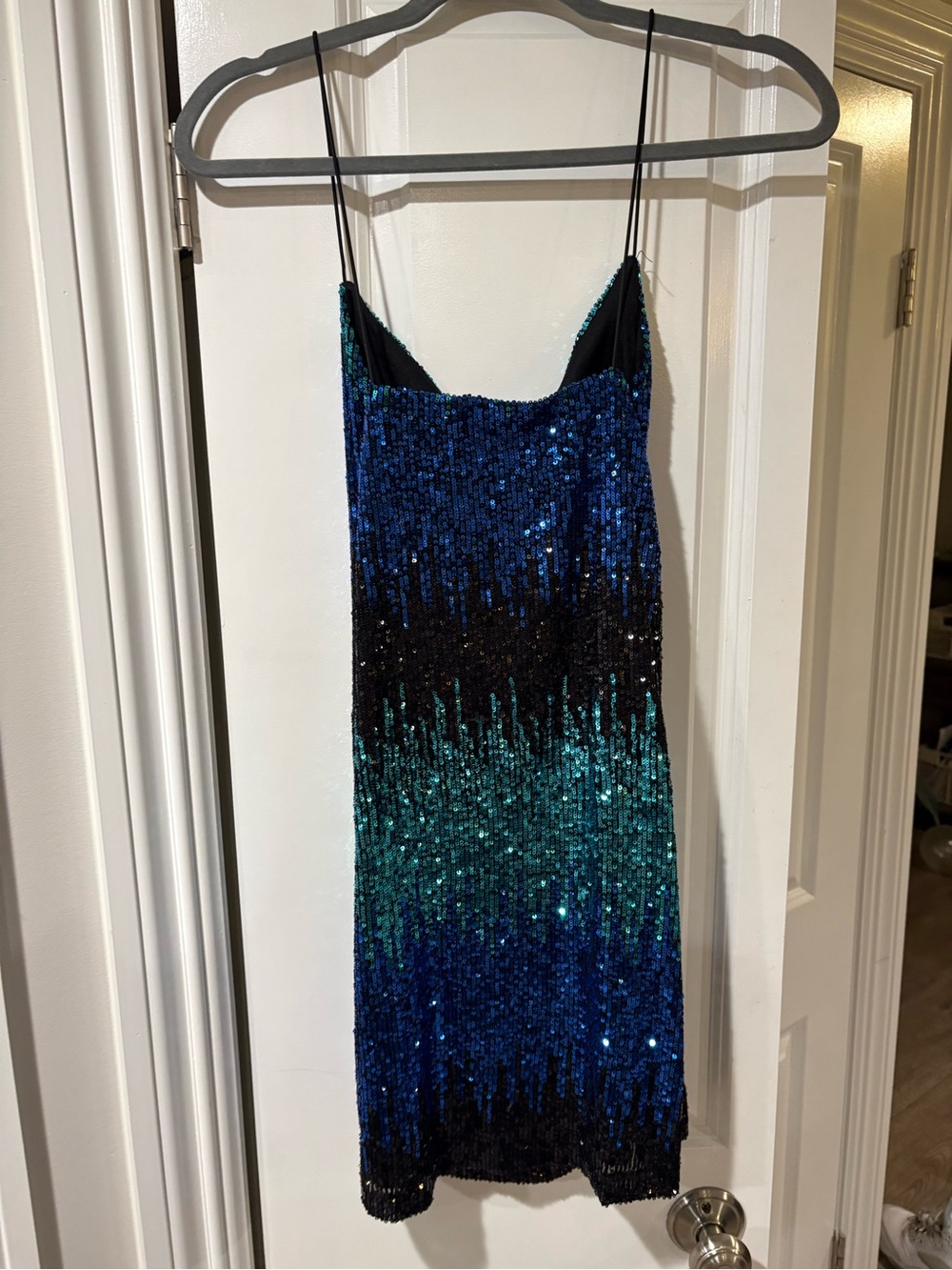 Sequin Ombre Slip Dress in Blue & Teal